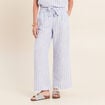 Pantalon large taille haute bleu femme