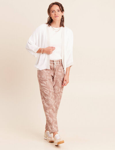 Gilet manches 3/4 ecru femme