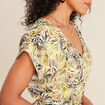 Robe droite fluide col en V vert femme