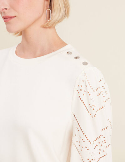 Sweat manches longues ecru femme