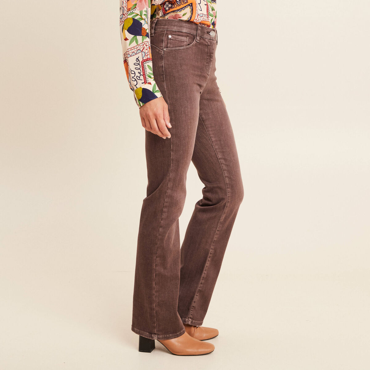 Jean magique L'Unique coupe bootcut marron clair femme