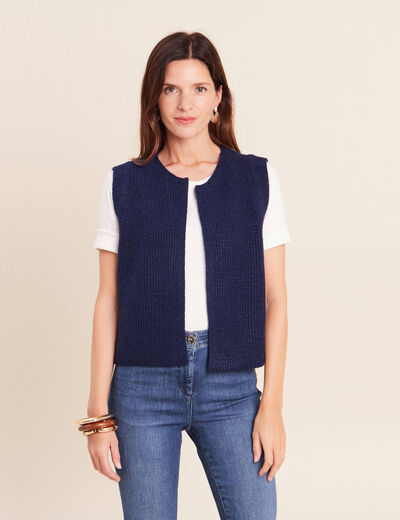 Gilet sans manches bleu marine femme