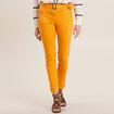 Pantalon ajusté 7/8ème jaune moutarde femme