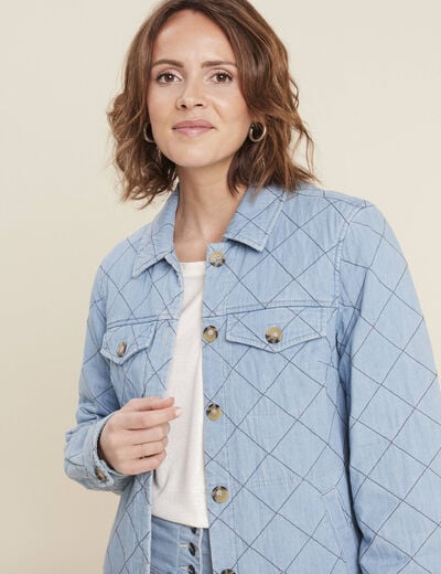 Surchemise manches longues denim double stone femme