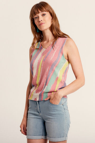 Pull sans manches multicolore femme