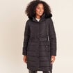 Doudoune cintr&eacute;e &agrave; capuche doubl&eacute;e noir femme
