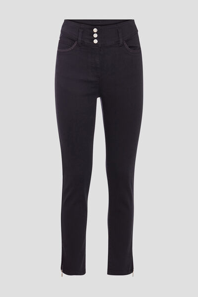 Jean ajusté 7/8ème noir femme