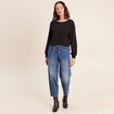 Pantalon mom 7/8&egrave;me en coton denim stone femme