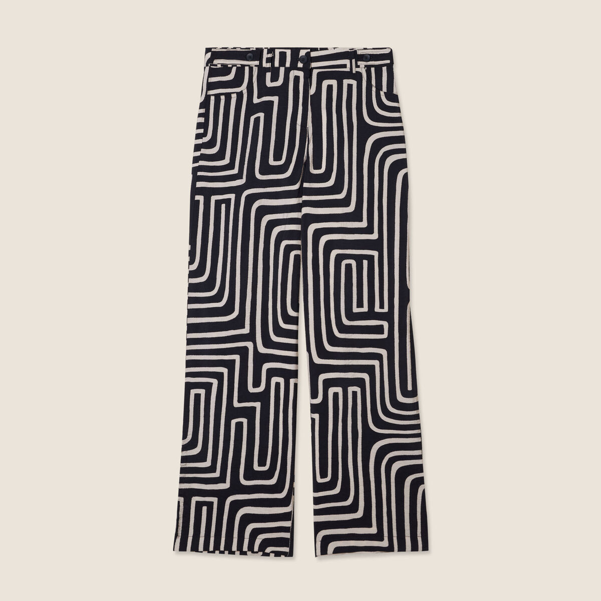 Pantalon flou taille haute noir femme