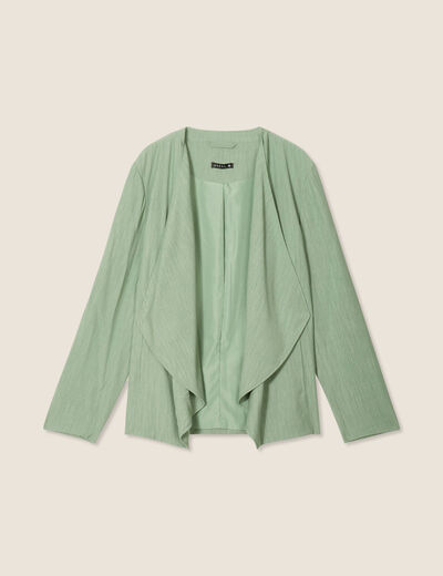 Veste fluide col cascade vert kaki femme