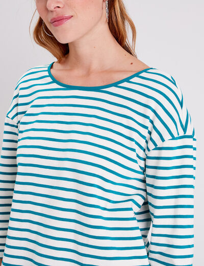 T-shirt manches 3/4 vert canard femme