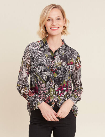 Chemise manches longues vert femme