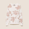 Pull col rond manches longues beige femme