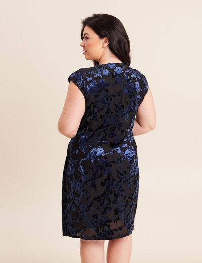 Robe portefeuille d&eacute;tails velours noir femme