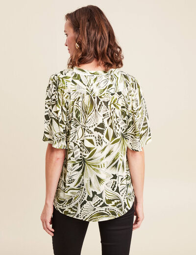 Blouse ample manches courtes fluide vert femme