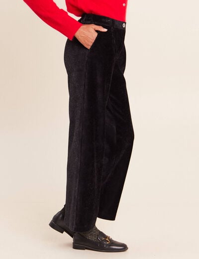 Pantalon en velours noir femme