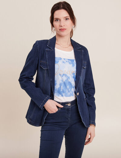 Veste tailleur en jean denim brut femme