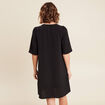 Robe évasée col en V noir femme