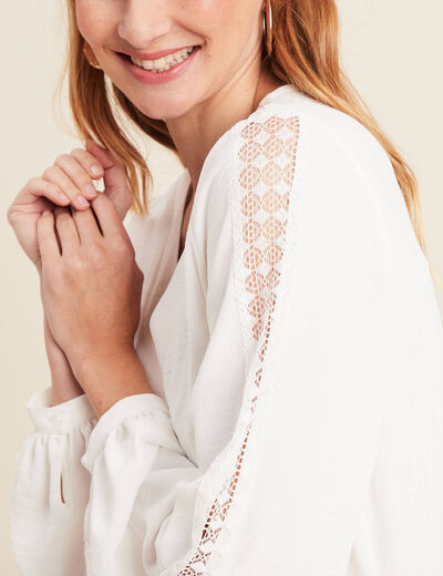 Blouse manches longues ecru femme