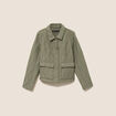 Veste courte droite manches longues vert kaki femme