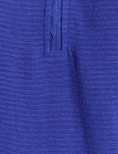 Blouse fluide col v manches courtes bleu fonc&eacute; femme