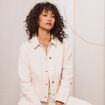 Veste en coton manches longues ivoire femme