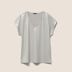 T-shirt col V manches courtes vert clair femme