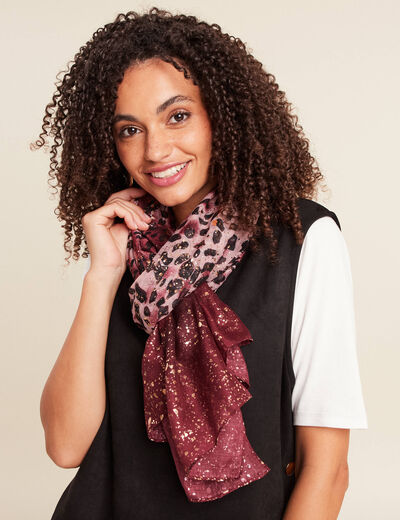 Foulard fin avec brillance bordeaux femme