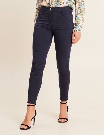 Pantalon léger taille standard 7/8ème bleu marine femme