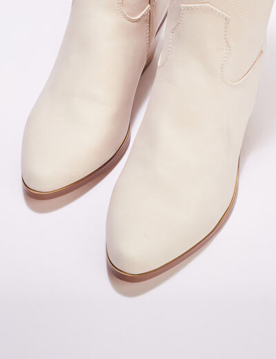 Bottes western brodées ivoire femme