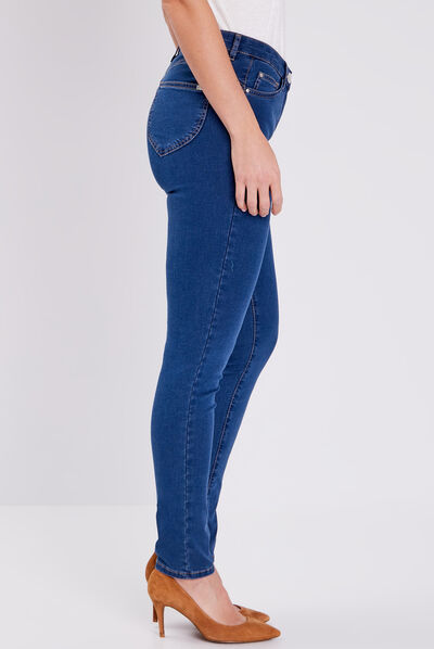 Pantalon léger taille basculée long denim double stone femme