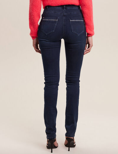 Jean ajusté taille haute denim brut femme