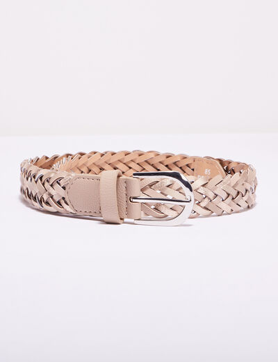 Ceinture tressée irisée beige femme