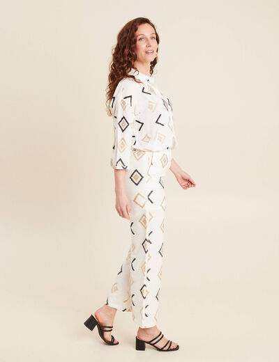 Pantacourt droit blanc femme