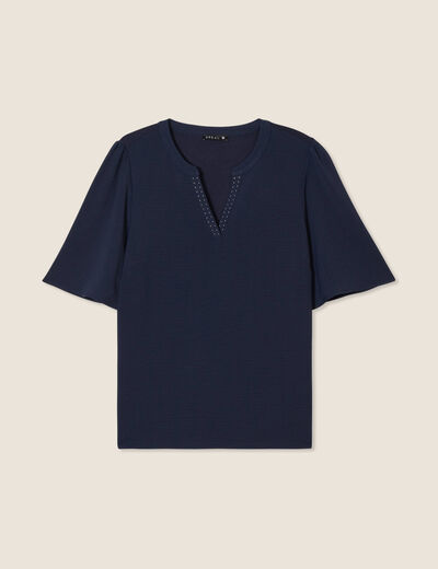 T-shirt manches courtes bleu foncé femme