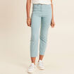 Pantalon droit taille haute 7/8ème bleu canard femme
