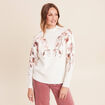 Pull col rond manches longues sequins ecru femme