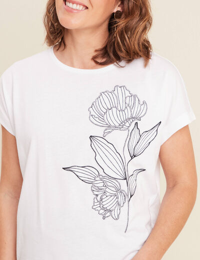 T-shirt manches courtes blanc femme
