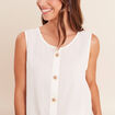Blouse sans manches fluide ecru femme