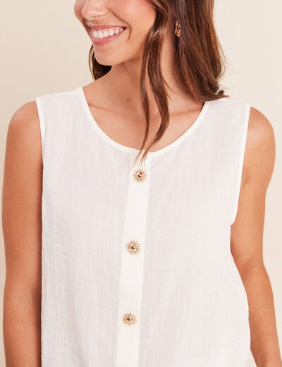 Blouse sans manches fluide ecru femme