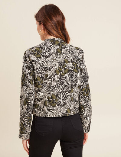 Veste boutonnée col mao vert femme