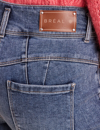 Jean coupe droite taille haute denim stone femme