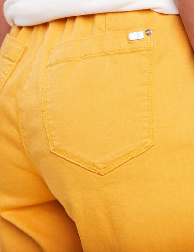 Pantacourt large taille haute jaune moutarde femme