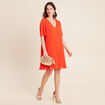 Robe droite pliss&eacute;e orange fonc&eacute; femme