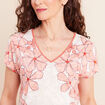 T-shirt col v manches courtes ecru femme
