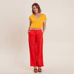 Pantalon large ceintur&eacute; orange femme