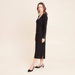 Robe col v manches longues noir femme