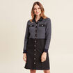 Robe droite buste tweed noir femme