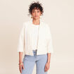 Veste brod&eacute;e bas resserr&eacute; manches 3/4 ecru femme
