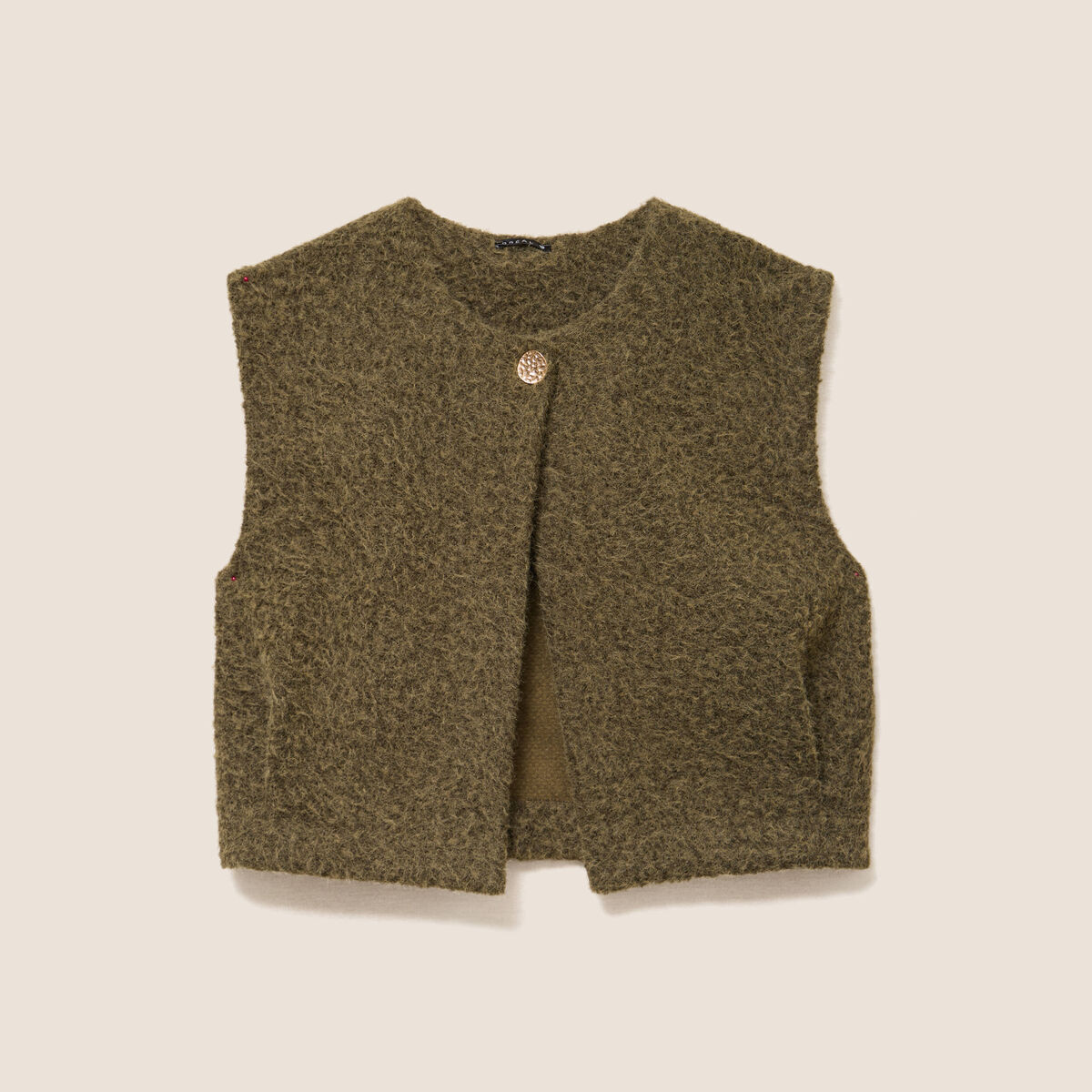 Gilet ample sans manches vert kaki femme